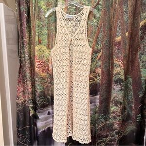 Cream Lace Vest Duster vintage 80s 90s rare off white whimsy duster hippie boho